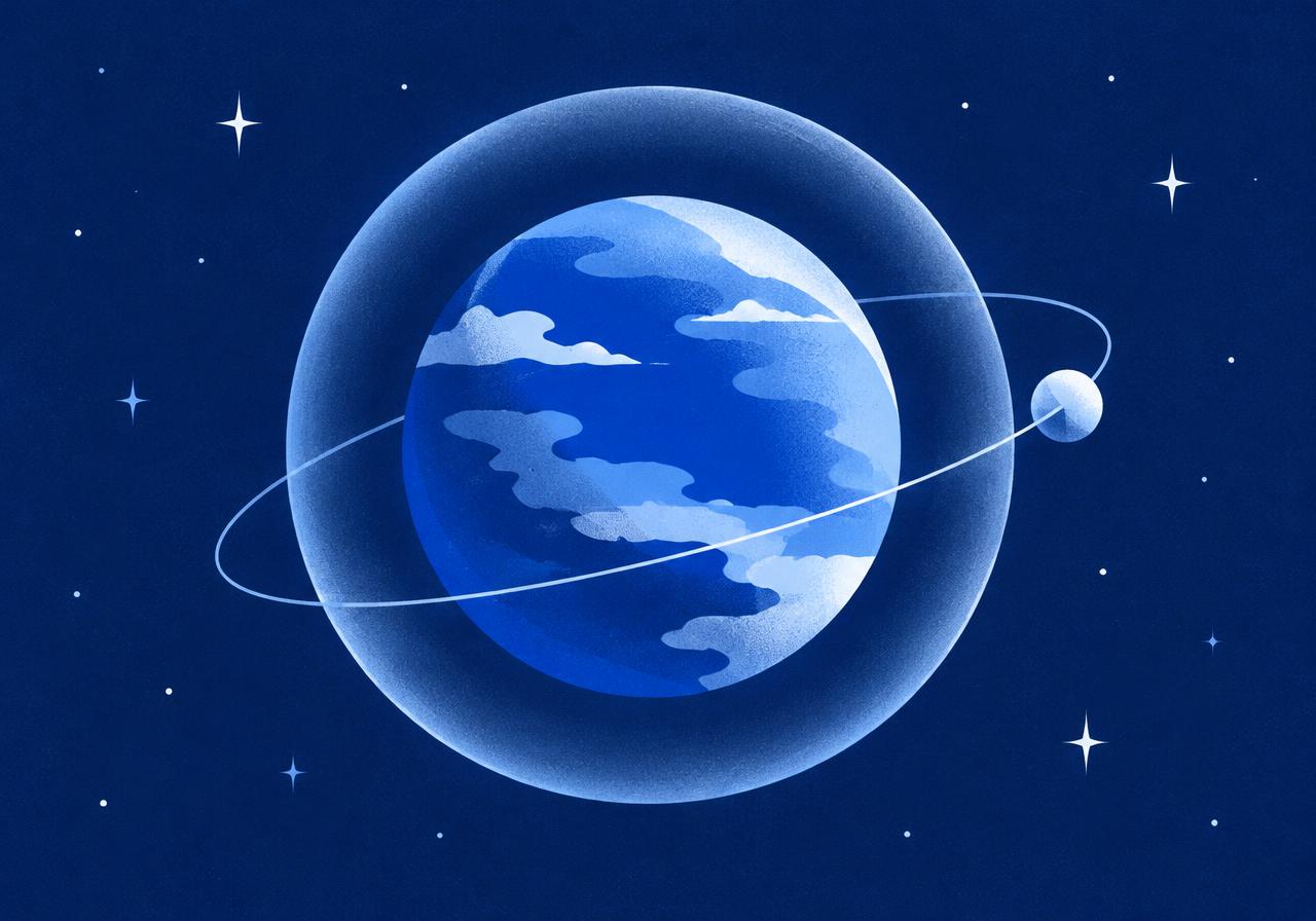 Illustration of a planet inside a protective ring
